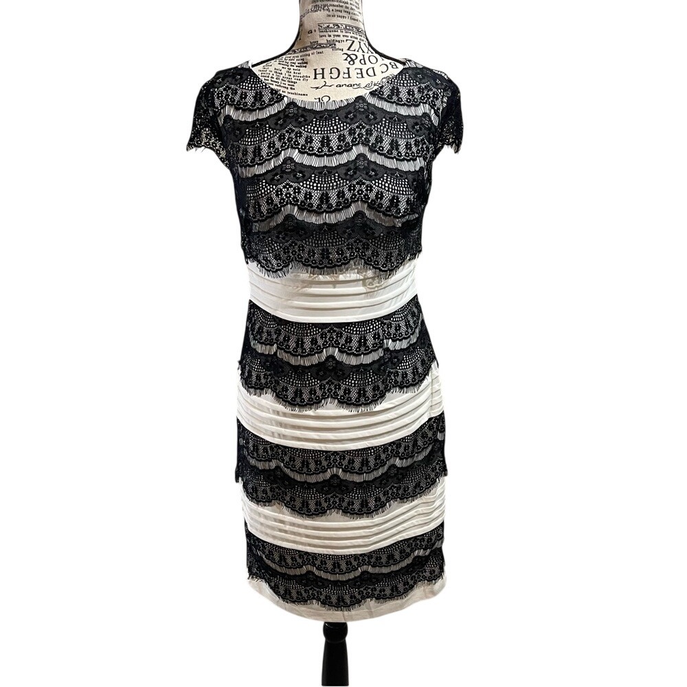 Signature by Sangria Black and White Midi Dress
